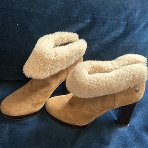 Ugg Dandelion Ankle Women Chestnut Suede Leather Boots Booties Brown Size 6